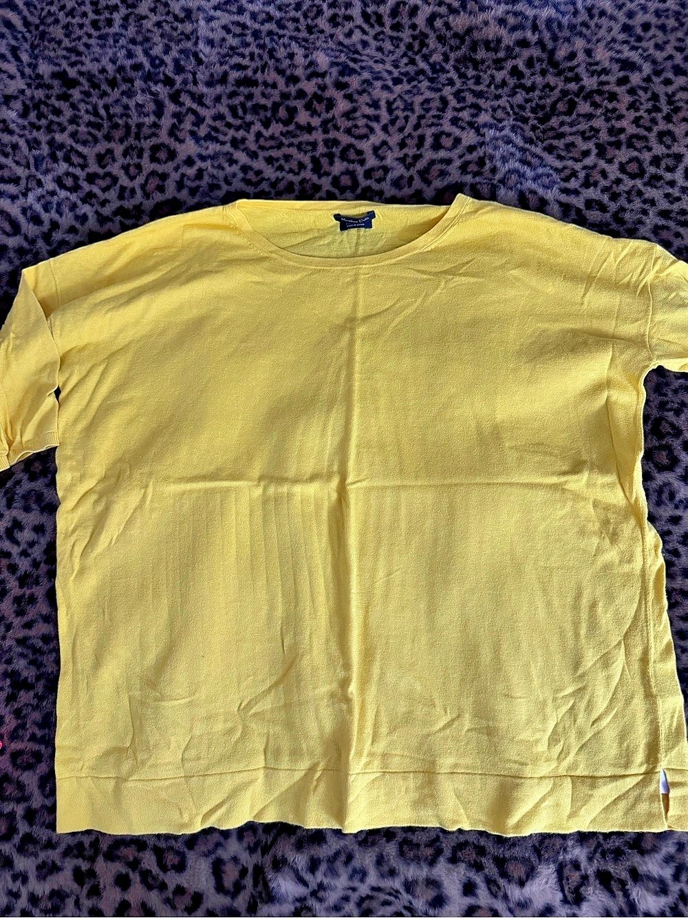 Massimo Dutti Yellow Short Sleeve Knit Top